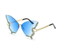 Gafas de Sol Sin Montura Mariposa para Mujer Vintage-Retro Gafas de Diamantes Funky Festival Rave 70s Gafas de Sol de Fiesta Protección UV