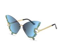 Gafas de Sol Sin Montura Mariposa para Mujer Vintage-Retro Gafas de Diamantes Funky Festival Rave 70s Gafas de Sol de Fiesta Protección UV