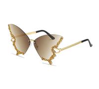Gafas de Sol Sin Montura Mariposa para Mujer Vintage-Retro Gafas de Diamantes Funky Festival Rave 70s Gafas de Sol de Fiesta Protección UV