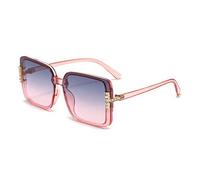 Gafas de sol transparentes de moda con diamantes cuadrados, anti-UV, para hombre y mujer, montura grande, Marco rosa, copos grises y rosados