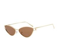 Gafas de sol triangulares de ojo de gato con montura pequeña para mujer, gafas de sol de metal personalizadas y modernas, UV400., Té dorado, 1