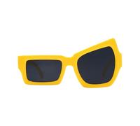 Gafas de sol únicas, marco deformado, diseño irregular, gafas únicas con estilo de ceja , accesorios de moda, gafas geniales y divertidas, lentes de protección UV, stilvo, Película amarilla