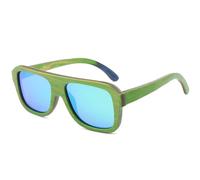 Gafas de sol vintage de madera natural para patineta, montura real, polarizadas, UV400, modernas para hombre que conduce un coche, color verde, estuche de madera A