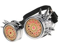 Gafas de Sol Welding Cyber Goggles with Spikes Steampunk Goth Cosplay Sunglasses Round Glasses Party Fancy Dress MFAZ Morefaz Ltd (Silver Spikes Design)