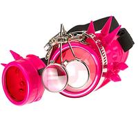 Gafas de Sol Welding Cyber Goggles with Spikes Steampunk Goth Cosplay Sunglasses Round Glasses Party Fancy Dress MFAZ Morefaz Ltd (Pink Spikes Loupe)