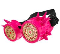 Gafas de Sol Welding Cyber Goggles with Spikes Steampunk Goth Cosplay Sunglasses Round Glasses Party Fancy Dress MFAZ Morefaz Ltd (Pink Spikes Design)