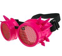 Gafas de Sol Welding Cyber Goggles with Spikes Steampunk Goth Cosplay Sunglasses Round Glasses Party Fancy Dress MFAZ Morefaz Ltd (Pink Spikes-Grid)