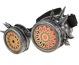 Gafas de Sol Welding Cyber Goggles with Spikes Steampunk Goth Cosplay Sunglasses Round Glasses Party Fancy Dress MFAZ Morefaz Ltd (Grey Spikes Design)