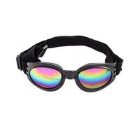 Gafas de Sol y Correa Ajustable con Protección UV para Perros Plegables | Plástico Negro, Dos Correas Regulables, Puente Nasal Ancho y Lente Profunda, para Exterior y Mascotas
