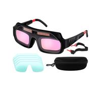 Gafas de soldadura, gafas de atenuación automática, protector ocular UV, lente ajustable de color real, diseño protector ventilado, trabajo de molienda de corte de metal, 6.5 x 2.4 pulgadas, morado, 1