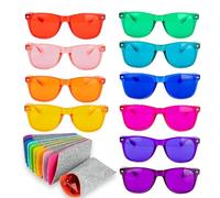 Gafas de terapia de color: elegantes gafas de cromoterapia de colores para apoyar el estado de ánimo, la relajación, el enfoque y más lentes de sol coloridos, juego de 10 con bolsas forradas de