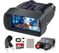 Gafas de visión nocturna - Binoculares de visión nocturna 4K para adultos, pantalla grande de 4.5 pulgadas, prismáticos de visión nocturna infrarroja, zoom digital 8X con tarjeta TF de 32 GB para