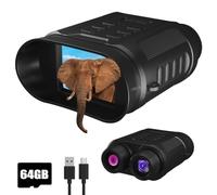 Gafas de visión nocturna - Binoculares IR 4K HD mejorados de 850 nm - Zoom digital 8X, dispositivo de visión nocturna recargable con cámara integrada, tarjeta de 64 GB para guardar fotos y videos