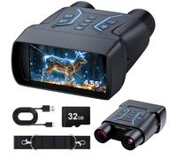 Gafas de visión nocturna mejoradas, binoculares de visión nocturna 4K, pantalla grande de 4.5 pulgadas, 1312 pies de oscuridad completa, 32 GB, zoom digital 8X, visión nocturna IR de 36 MP 7 L para