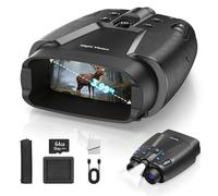 Gafas de visión nocturna para adultos, pantalla HD de 3.97 pulgadas y 10000 mAh recargables, prismáticos de visión nocturna 4K con tarjeta de 64 GB para observación de vida silvestre, camping