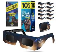 Gafas Eclipse Solar Homologadas Paquete de 12 Con 2 lentes fotográficos para smartphone Aprobados según la norma ISO 12312-2, con certificación CE: Gafas para eclipses solares Eclipse de 2026