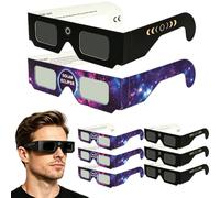 Gafas Eclipse Solar - Juego de 6 gafas de eclipse solar certificadas ISO 12312-2 y CE diseñadas para la observación directa de eclipses solares