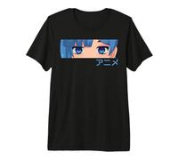 Gafas Estéticas Japonesas Niña Ojos Anime Azul Camiseta Premium