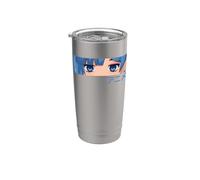 Gafas Estéticas Japonesas Niña Ojos Anime Azul Vaso térmico de acero inoxidable de doble pared