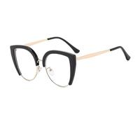 Gafas for dama Anti Blue Light Metal Cat Eye Gafas Marcos(C1 Black)