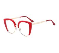 Gafas for dama Anti Blue Light Metal Cat Eye Gafas Marcos(C3 Red)