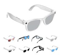 Gafas Inteligentes con IA, Gafas Inteligentes con Cámara de 8MP y Audio de Oído Abierto, Asistente de Voz con Traducción en Tiempo Real, Funciones de Música y Llamadas White Frame with Silver Lenses