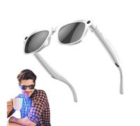 Gafas Inteligentes Cyanvue con IA, Gafas con Cámara de 8 MP Funciones de Música y Llamadas, Gafas de Sol Inteligentes para Hombre/Mujer, Gafas con Bluetooth y Traducción de 144 (White)