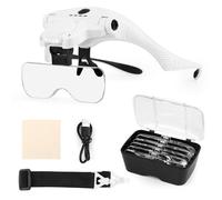 Gafas Lupa con Luz Led para Manualidades, Gafas de Aumento con 4 Luces LED y 2 lupas de Brillo Ajustables, Lupa con Luz para Diamond Painting, Lectura, Costura, Relojero, Electronica, Coser
