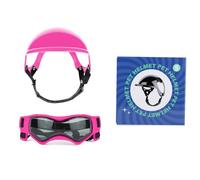 Gafas para Perros Pequeños Casco Ajustable, Set 2 Piezas Gafas Sol para Perros y Casco de Motocicleta para Mascotas(S Pink Helmet+Small 04 Pink)