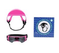 Gafas para Perros Pequeños Casco Ajustable, Set 2 Piezas Gafas Sol para Perros y Casco de Motocicleta para Mascotas(S Pink Helmet+07 Pink)