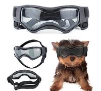 Gafas para perros pequeños, gafas de sol para perros de raza pequeña, protección UV, protección contra el viento, protección contra el polvo con correa ajustable para razas pequeñas (negro pequeño)