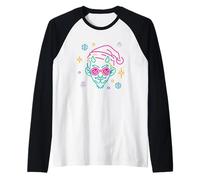 Gafas Redondas de Cara de Diablo gráfico de Personajes de Invierno Estrellas Camiseta Manga Raglan
