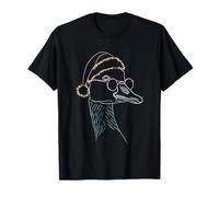 Gafas Redondas de Cara de Ganso gráfico de Personajes de Invierno Rosa Largo Camiseta