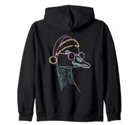 Gafas Redondas de Cara de Ganso gráfico de Personajes de Invierno Rosa Largo Sudadera con Capucha