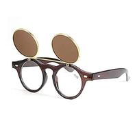 Gafas Retro De Lectura De Flip Rodeada, Gafas De Sol De Estilo Steampunk Para Hombres Y Mujeres, Marco De Material Protector UV400, 2Pcs,C