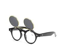 Gafas Retro De Lectura De Flip Rodeada, Gafas De Sol De Estilo Steampunk Para Hombres Y Mujeres, Marco De Material Protector UV400, 2Pcs,A