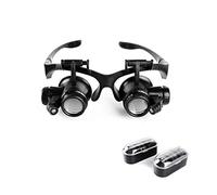Gafas tipo lupa montadas en la cabeza Prismáticos de lupa con luces LED Reparación Reloj Joyería Lupa 10X 15X 20X 25X