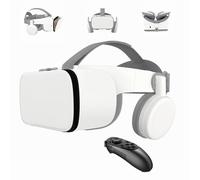 Gafas VR 3D para Movil, Auriculares inalámbricos con Bluetooth VR, Compatible con teléfono móvil de 4,7 a 6,2 Pulgadas, Compatible con Android & iOS iPhone 16 15 14 13 12 11 Pro Mini XR (Blanco)