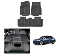 GAFAT 2025 2026 Tesla Model Y Juniper Standard Premium Alfombrillas Delanteras Goma, Tesla Model Y Standard 2025 Alfombras TPE Todo Tipo de Clima 3D Escan OEM, Borde Extra Alto 6-10 CM, Impermeable