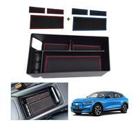GAFAT Compatible con Ford Mustang Mach-E 2021-2025 2026 Caja de Almacenamiento para Consola Central, Mach E 2025 Reposabrazos Organizador Bandeja Reposabrazos Central Guantera (Negro)