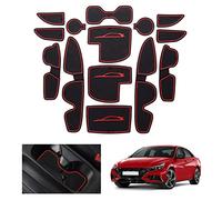GAFAT Compatible con Hyundai i30 / N/N Line 2017-2025 2026 Alfombrillas Antideslizantes, Alfombras Goma para Consola Central, Bebidas, Costura Puerta, i30 Zweites Facelift 2024 Accesorios (Rojo)