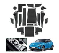 GAFAT Compatible con Hyundai Kona Electric EV 2019-2022 2023 Alfombrillas de Goma para Consola Central, Soporte para Bebidas, Costura de Puerta [Solo para EV] [Non para 2024+] (Bianco)