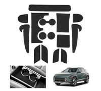 GAFAT Compatible con Hyundai Kona SX2 EV Electric 2024 2025 Alfombrillas Antideslizantes, Kona 2024 EV Alfombra de Goma para Consola Central, Costura de Puerta [No para Gasolina & Hybrid] (Negro)