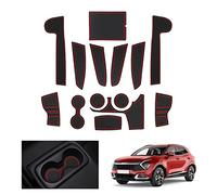 GAFAT Compatible con Kia Sportage NQ5 2025 2026-2022 (Automática) Alfombrillas Antideslizantes de Goma para Consola Central, Soporte Bebidas, Esteras Puerta, Facelift Sportage 2025 Accesorios (Rojo)