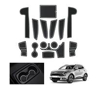 GAFAT Compatible con Kia Sportage NQ5 (Automática) 2022-2024 2025 Alfombrillas Antideslizantes de Goma para Consola Central, Soporte para Bebidas, Esteras Puerta, Sportage 2024 Accesorios (Blanco)