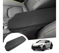 GAFAT Compatible con Nuevo Toyota C-HR Hybrid 2024 2025 Cubierta de Reposabrazos, CHR II 2024 Consola Central Protección Microfibra PU Tapizado, C-HR 2024 Accesorios (Negro-Fibra de carbono)