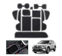 GAFAT Compatible con Toyota RAV4 2019-2024 2025 Alfombrillas Antideslizantes, Alfombrillas de Goma para Consola Central, Soporte para Bebidas, Esteras para Puerta, RAV4 Accesorios (Blanco)