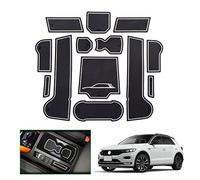 GAFAT Compatible con VW T-ROC Alfombrillas Antideslizantes, T-R0C 2017-2024 2025 Alfombrillas de Goma para Consola Central, Bandeja Organizadora, Guantera, Ranuras para Puerta (Blanco)