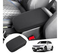 GAFAT Compatible con VW Tiguan 3 2024 2025 Cubierta de Reposabrazos Consola Central, Ti-guan III 2024 Fundas Reposabrazos de Protección de Microfibra PU, Tigu-an 3 Accesorios (Negro-Blanco 1)