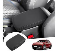 GAFAT Compatible con VW Tiguan 3 2024 2025 Cubierta de Reposabrazos Consola Central, Ti-guan III 2024 Fundas Reposabrazos de Protección de Microfibra PU, Tigu-an 3 Accesorios (Negro-Blanco)